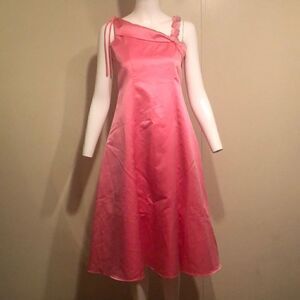 Jayne Copeland Coral Pink Satin A-Line Prom Dress